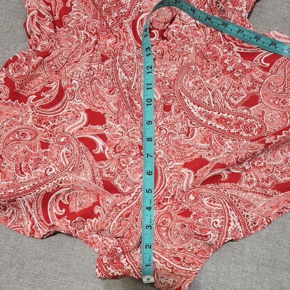 Elan Red Paisley Boho Romper Surplice V-Neck Long Sleeve Elastic Waist Medium - Picture 16 of 16